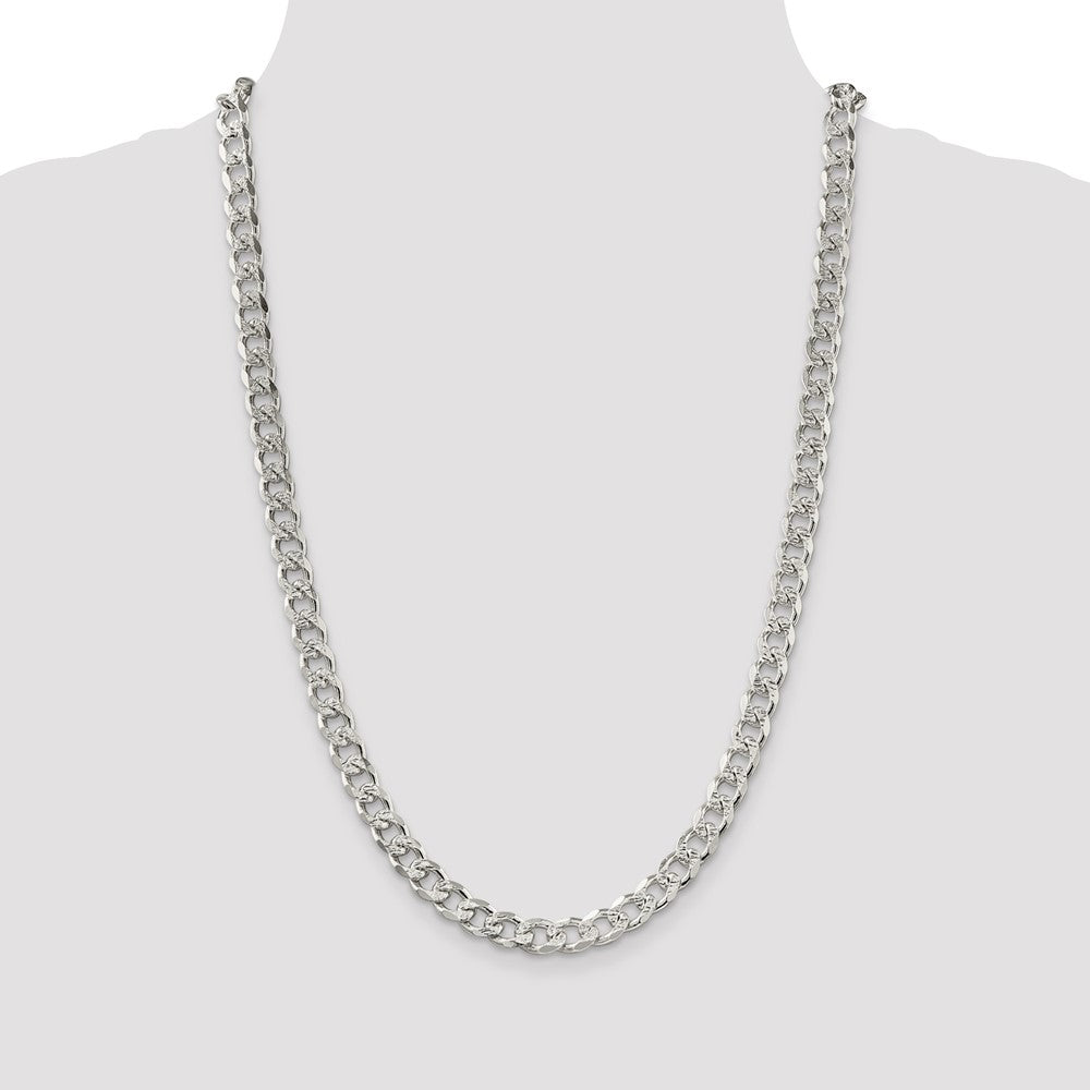 Sterling Silver 8.3mm Pav Curb Chain