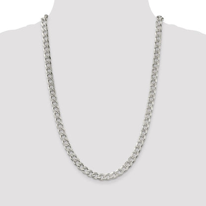 Sterling Silver 8.3mm Pav Curb Chain