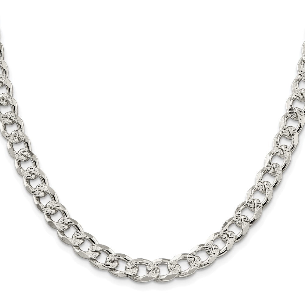 Sterling Silver Rhodium-plated 8.3mm Pav Curb Chain