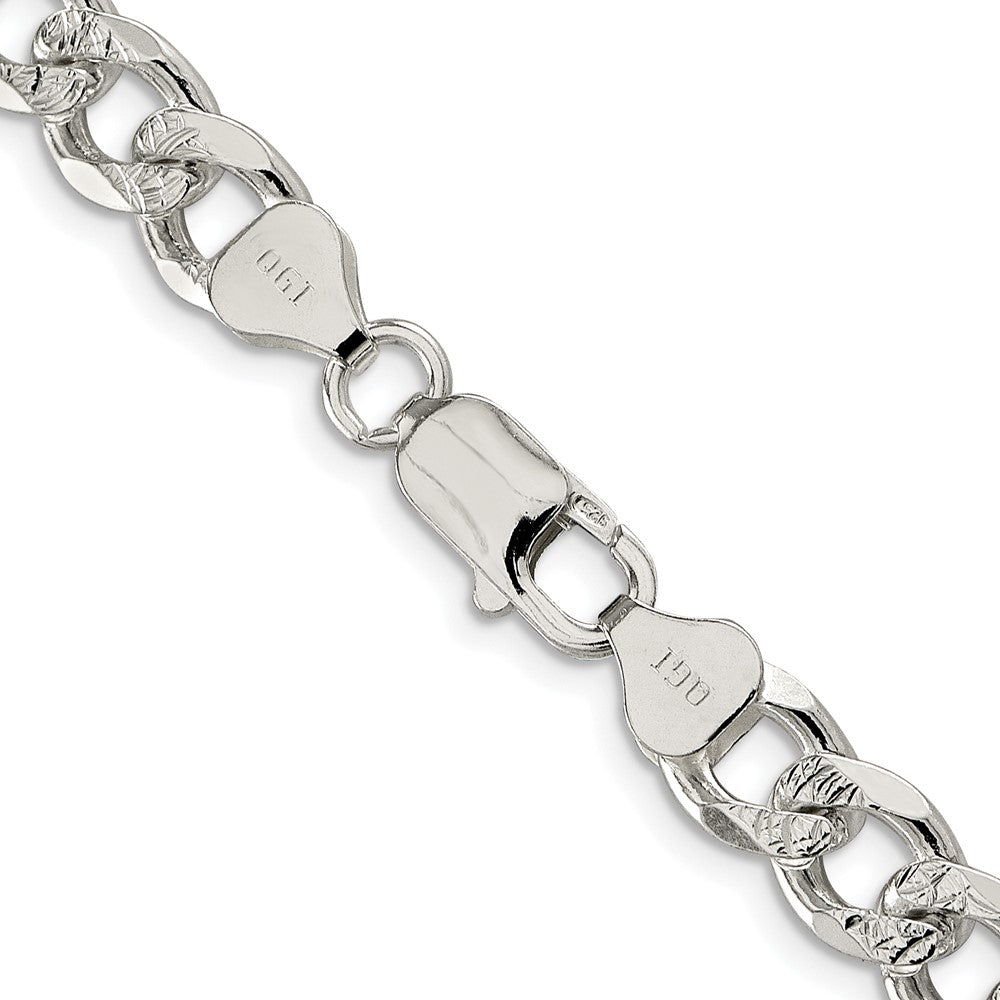 Sterling Silver Rhodium-plated 8.3mm Pav Curb Chain