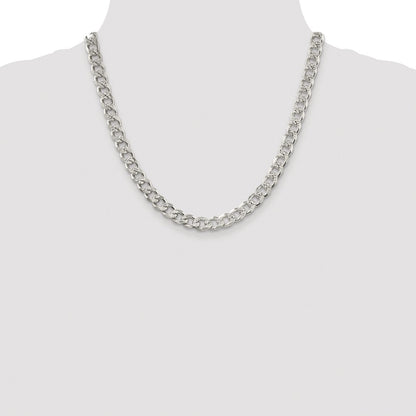 Sterling Silver Rhodium-plated 8.3mm Pav Curb Chain