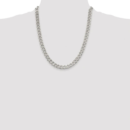 Sterling Silver Rhodium-plated 8.3mm Pav Curb Chain