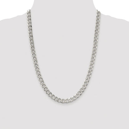 Sterling Silver Rhodium-plated 8.3mm Pav Curb Chain