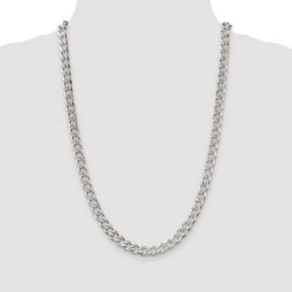 Sterling Silver Rhodium-plated 8.3mm Pav Curb Chain