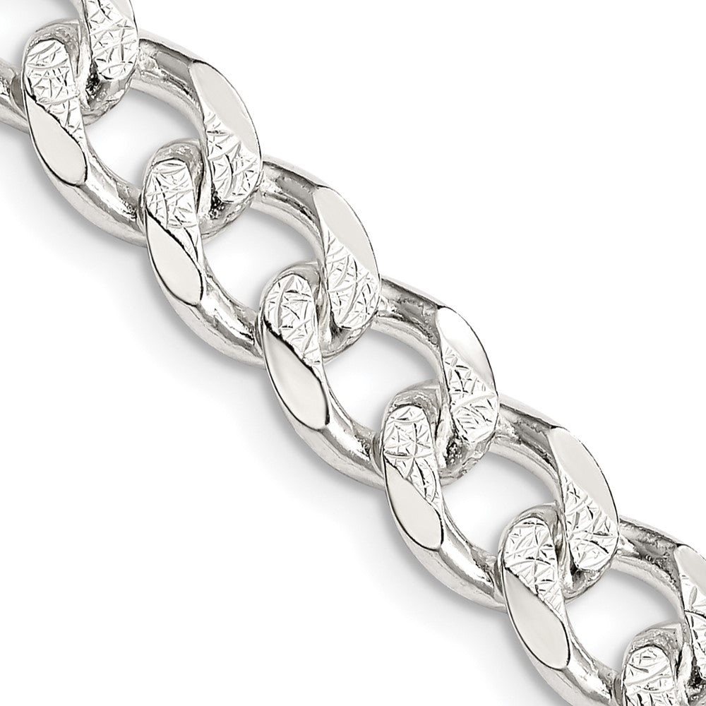 Sterling Silver 8.3mm Pav Curb Chain