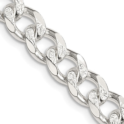 Sterling Silver 8.3mm Pav Curb Chain