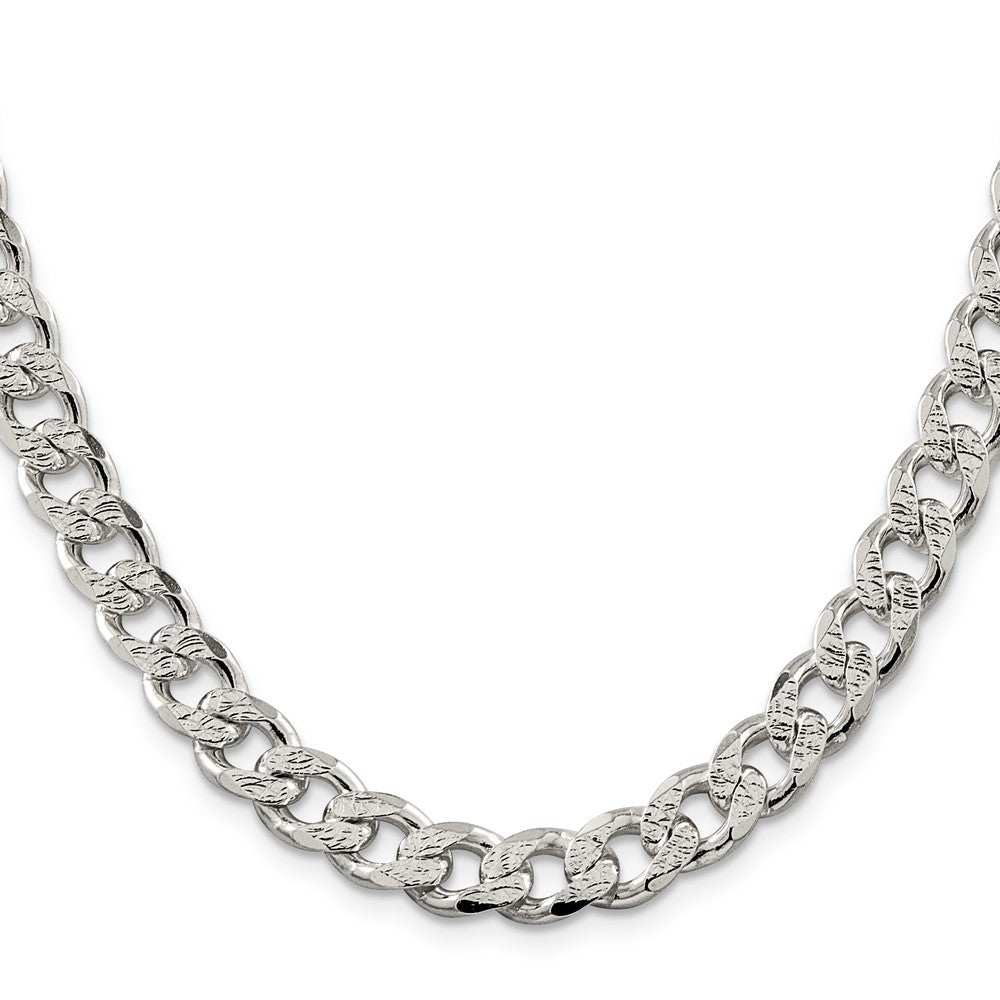 Sterling Silver 9.3mm Pav Curb Chain