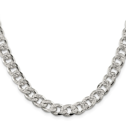Sterling Silver 9.3mm Pav Curb Chain