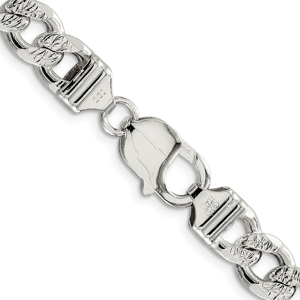 Sterling Silver 9.3mm Pav Curb Chain