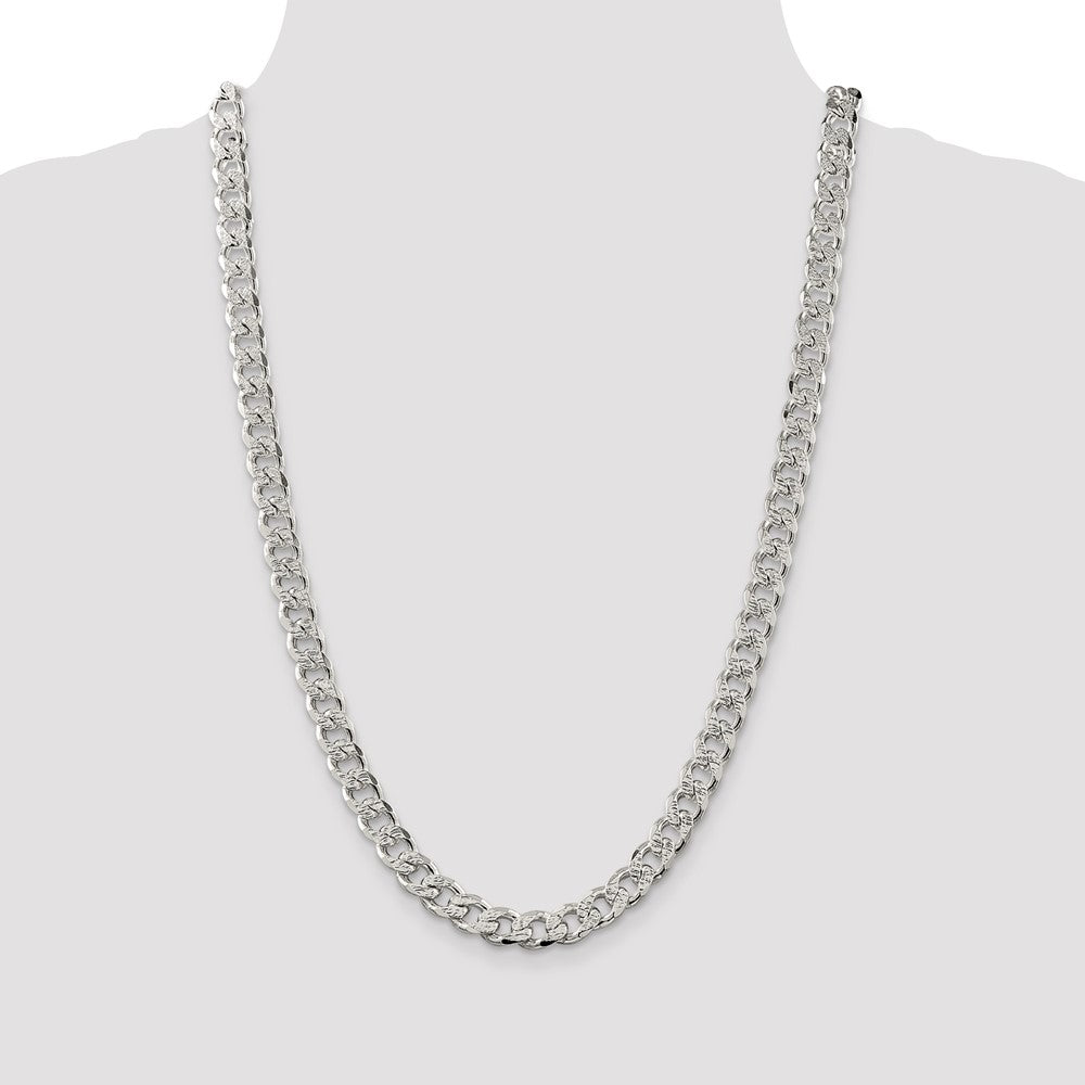 Sterling Silver 9.3mm Pav Curb Chain