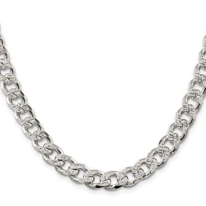 Sterling Silver Rhodium-plated 9.3mm Pav Curb Chain