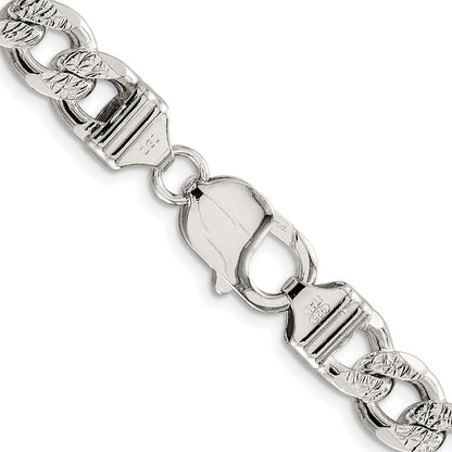 Sterling Silver Rhodium-plated 9.3mm Pav Curb Chain