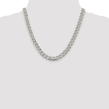 Sterling Silver Rhodium-plated 9.3mm Pav Curb Chain