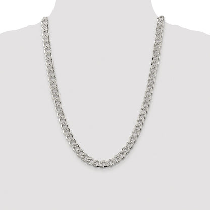 Sterling Silver Rhodium-plated 9.3mm Pav Curb Chain