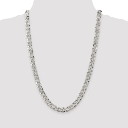 Sterling Silver Rhodium-plated 9.3mm Pav Curb Chain