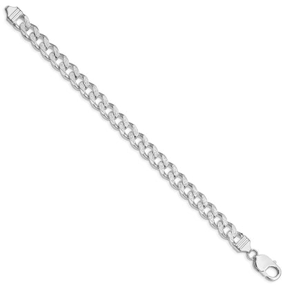 Sterling Silver Rhodium-plated 9.3mm Pav Curb Chain