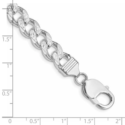 Sterling Silver Rhodium-plated 9.3mm Pav Curb Chain