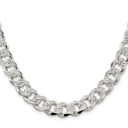 Sterling Silver Rhodium-plated 11.0mm Pav Curb Chain