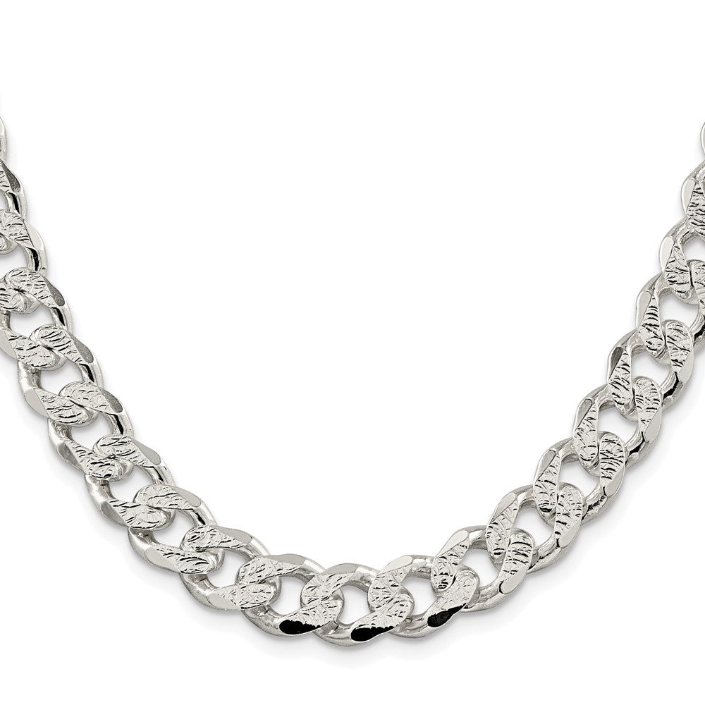 Sterling Silver Rhodium-plated 11.0mm Pav Curb Chain