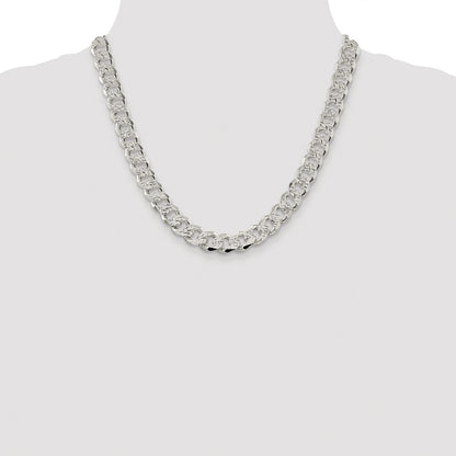 Sterling Silver Rhodium-plated 11.0mm Pav Curb Chain