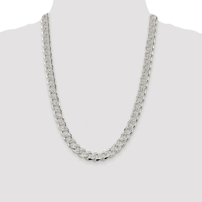 Sterling Silver Rhodium-plated 11.0mm Pav Curb Chain