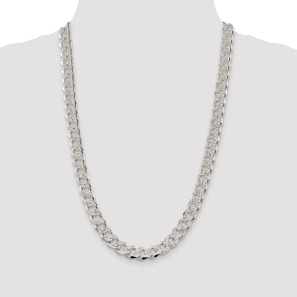 Sterling Silver Rhodium-plated 11.0mm Pav Curb Chain
