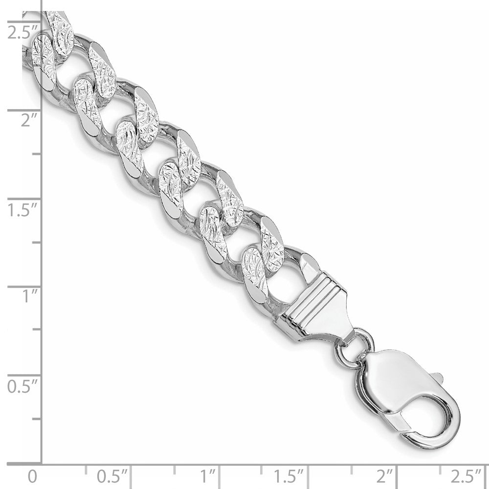 Sterling Silver Rhodium-plated 11.0mm Pav Curb Chain