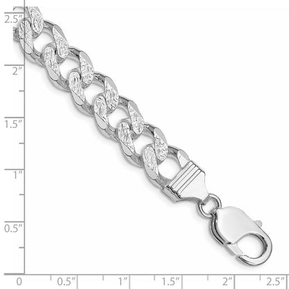 Sterling Silver Rhodium-plated 11.0mm Pav Curb Chain