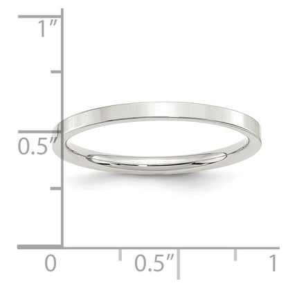Sterling Silver 2mm Comfort Fit Flat Size 5 Band