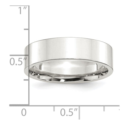 Sterling Silver 6mm Comfort Fit Flat Size 12 Band