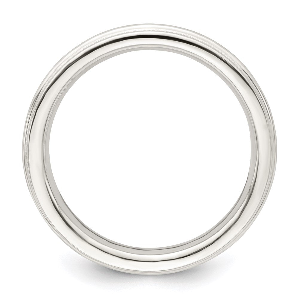 Sterling Silver Rhodium-plated 3mm Comfort Fit Milgrain Size 11 Band