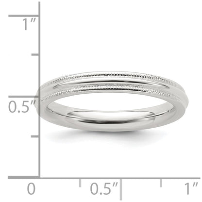 Sterling Silver 3mm Comfort Fit Half Round Milgrain Size 8 Band