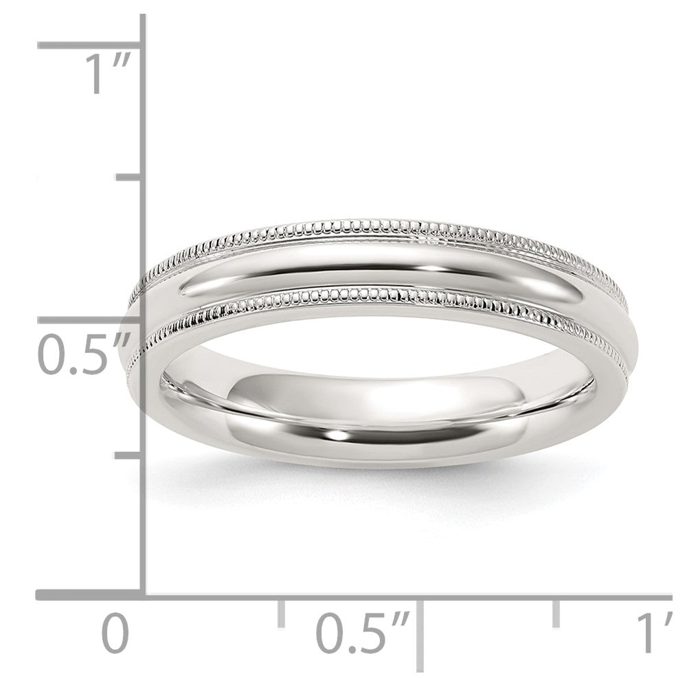 Sterling Silver 4mm Comfort Fit Half Round Milgrain Size 4 Band