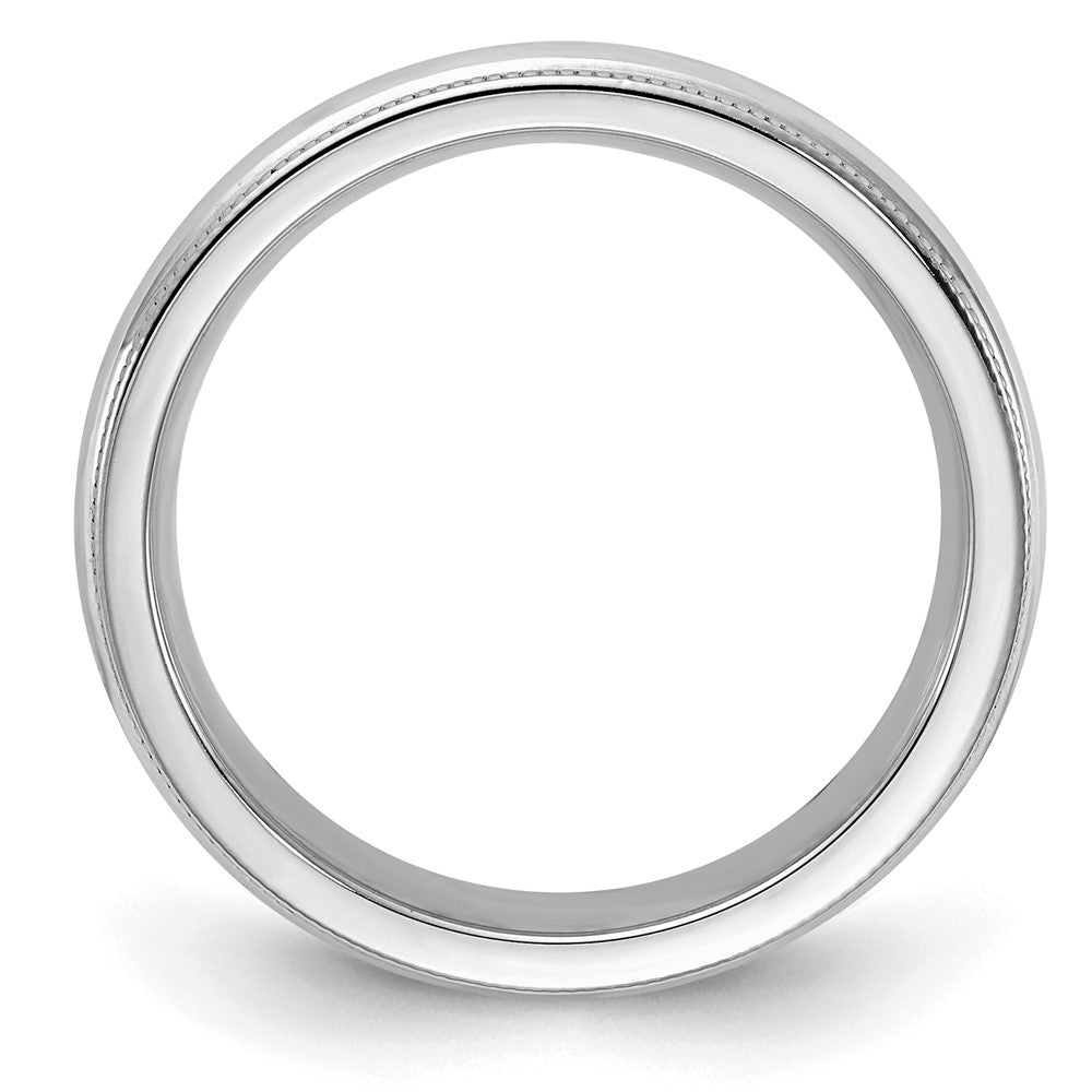 Sterling Silver Rhodium-plated 4mm Comfort Fit Milgrain Size 8 Band