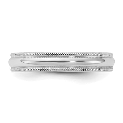 Sterling Silver Rhodium-plated 4mm Comfort Fit Milgrain Size 7 Band