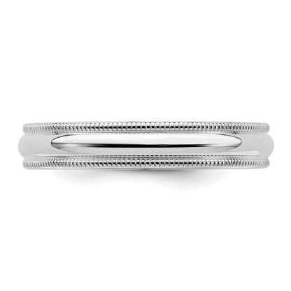 Sterling Silver Rhodium-plated 4mm Comfort Fit Milgrain Size 6 Band