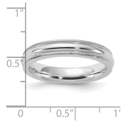 Sterling Silver Rhodium-plated 4mm Comfort Fit Milgrain Size 8.5 Band
