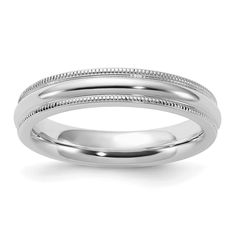 Sterling Silver Rhodium-plated 4mm Comfort Fit Milgrain Size 8.5 Band