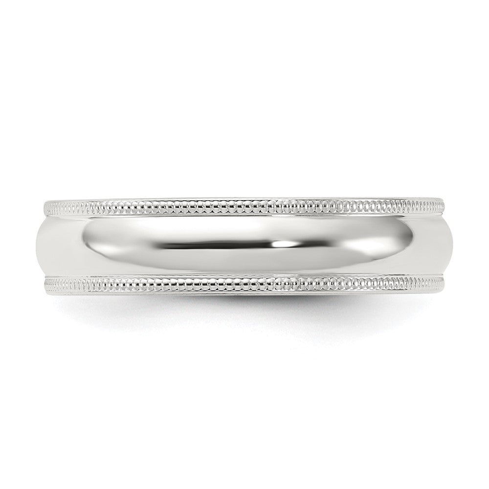 Sterling Silver 5mm Comfort Fit Half Round Milgrain Size 7.5 Band