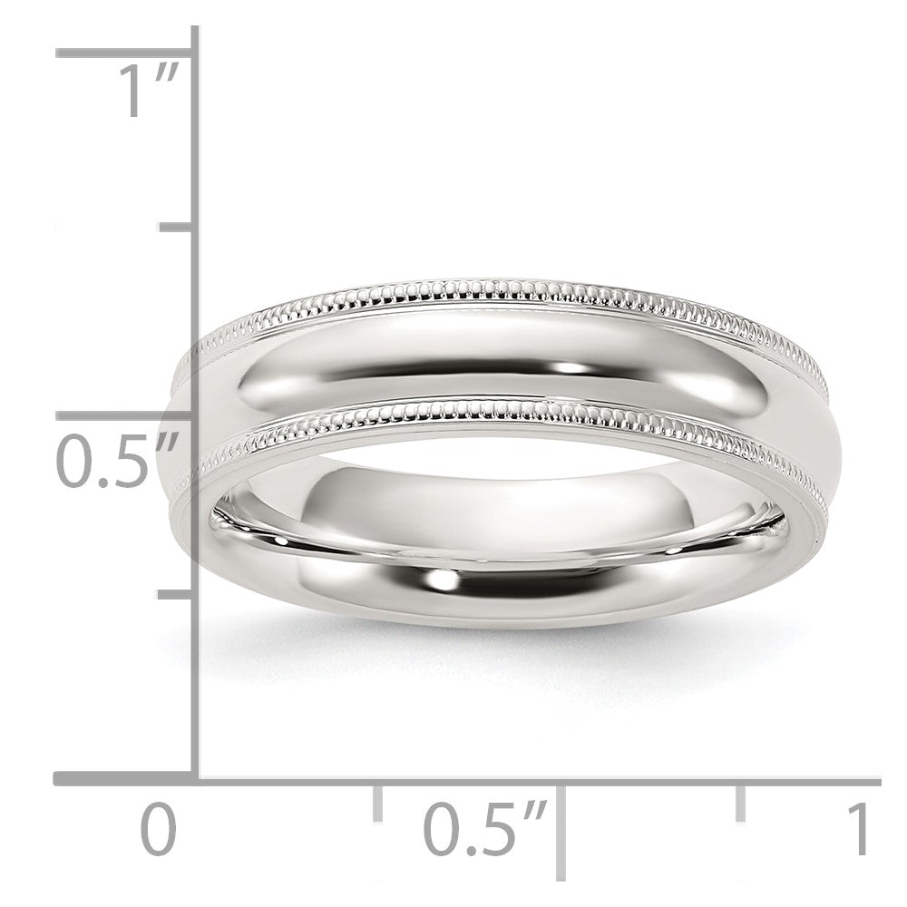 Sterling Silver 5mm Comfort Fit Half Round Milgrain Size 6.5 Band