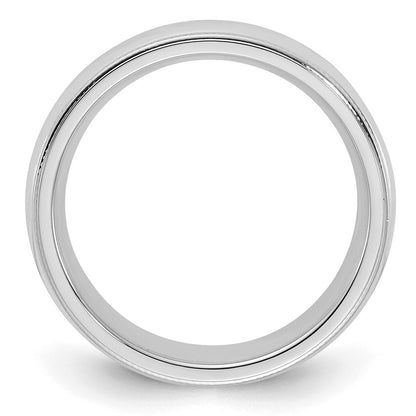 Sterling Silver Rhodium-plated 5mm Comfort Fit Milgrain Size 12 Band