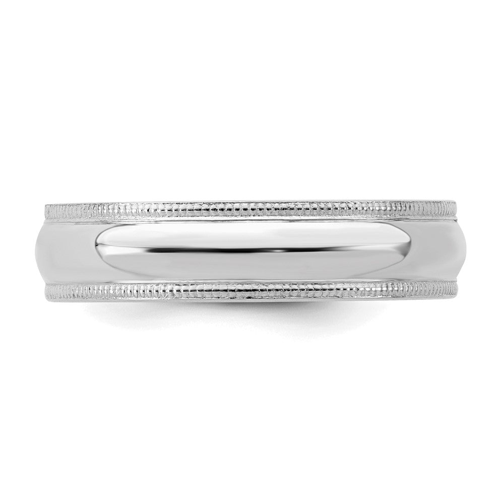 Sterling Silver Rhodium-plated 5mm Comfort Fit Milgrain Size 8.5 Band