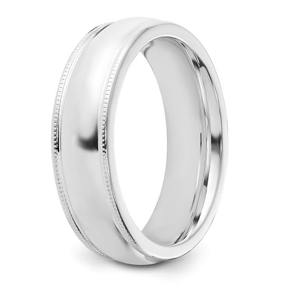 Sterling Silver 6mm Comfort Fit Half Round Milgrain Size 5 Band