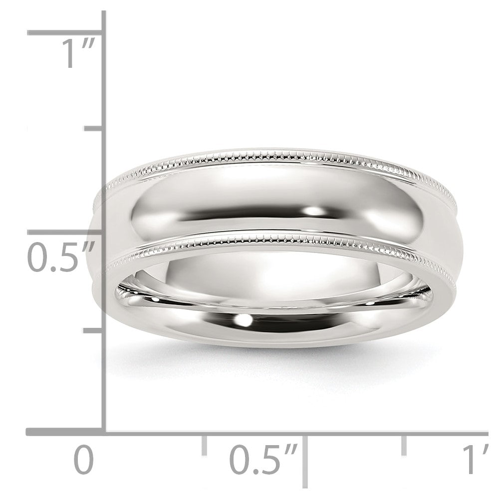 Sterling Silver 6mm Comfort Fit Half Round Milgrain Size 7 Band