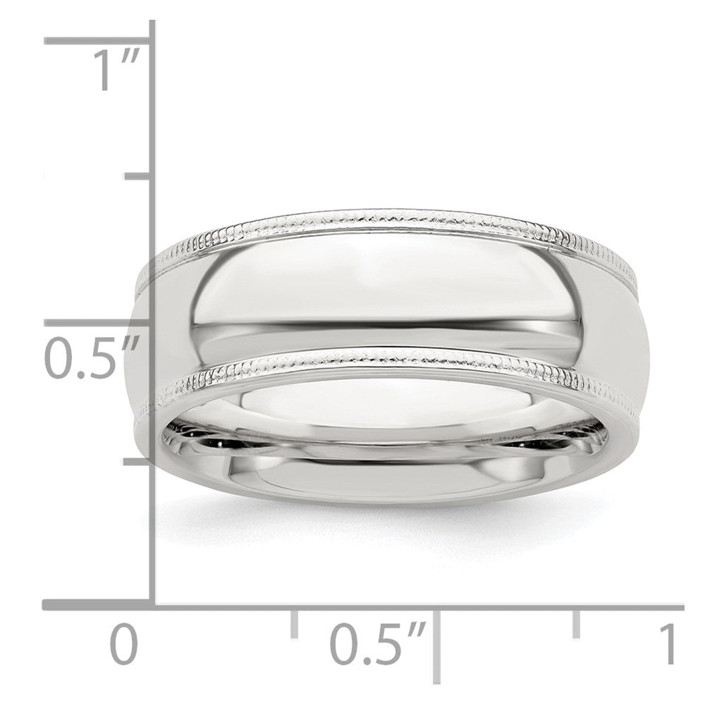 Sterling Silver 7mm Comfort Fit Half Round Milgrain Size 12 Band