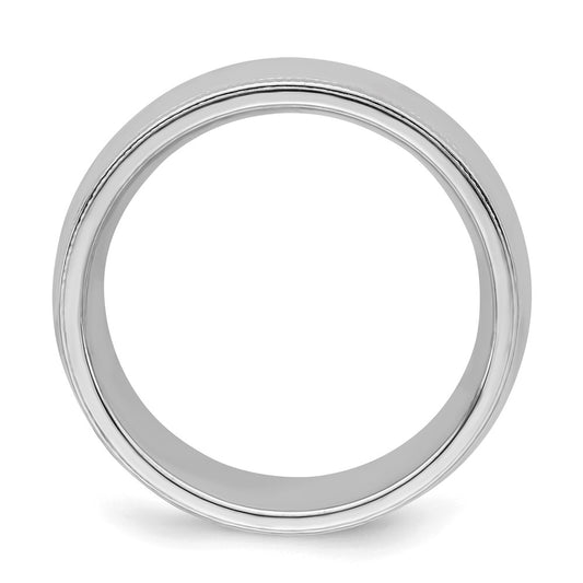 Sterling Silver Rhodium-plated 7mm Comfort Fit Milgrain Size 8 Band