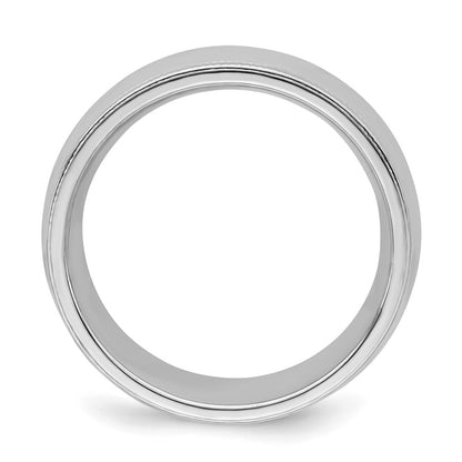 Sterling Silver Rhodium-plated 7mm Comfort Fit Milgrain Size 6 Band