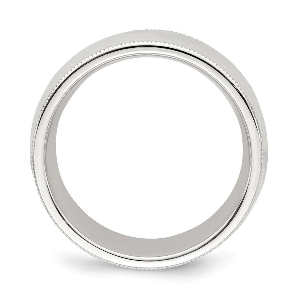 Sterling Silver 8mm Comfort Fit Half Round Milgrain Size 7 Band