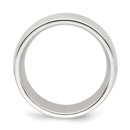 Sterling Silver 8mm Comfort Fit Half Round Milgrain Size 5.5 Band