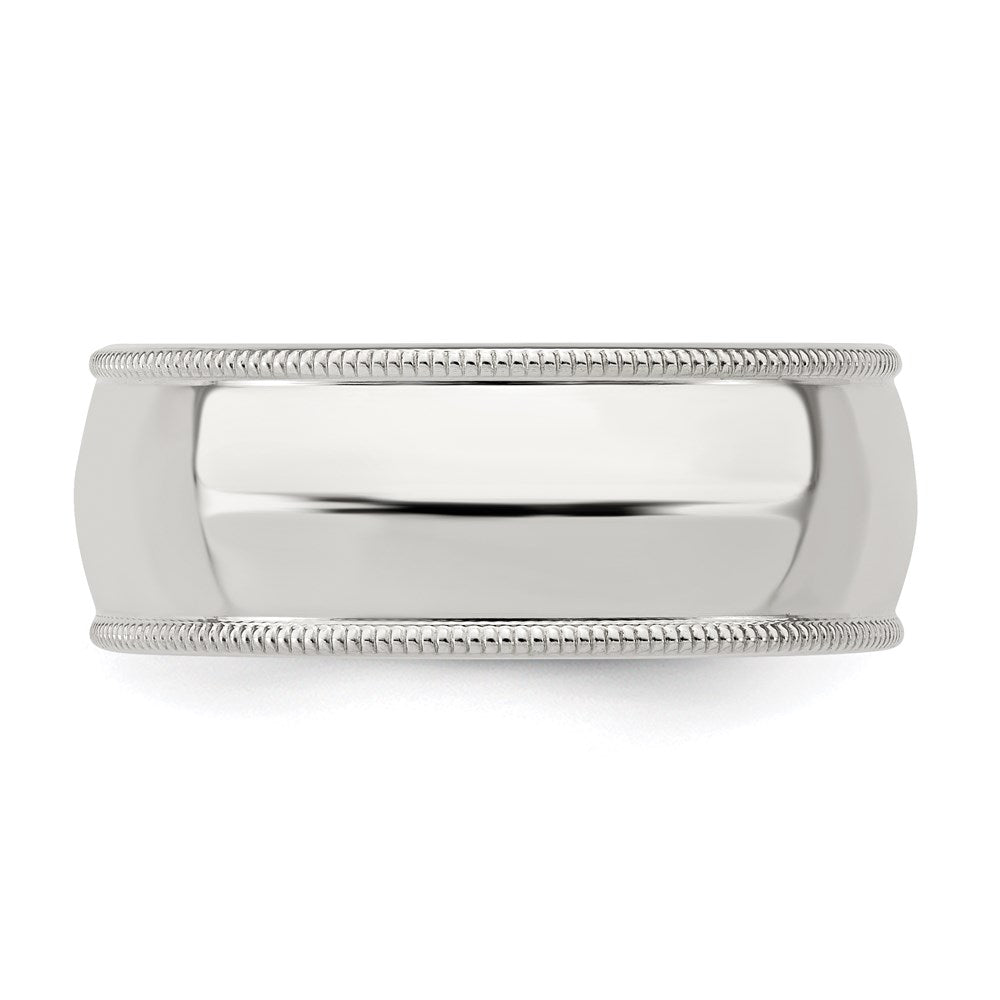 Sterling Silver 8mm Comfort Fit Half Round Milgrain Size 5.5 Band
